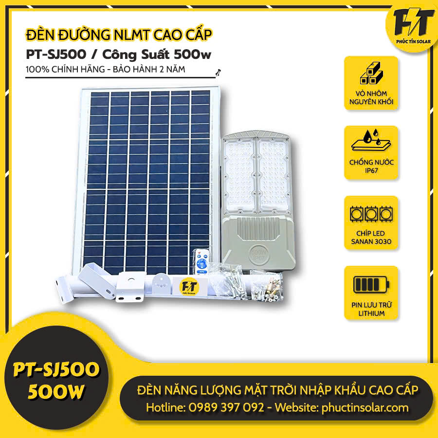 Đèn bàn chải năng lượng mặt trời 500w PT-SJ500